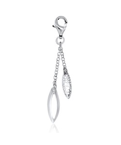 Long Oval Leaf Shape Silver Charms CH-56